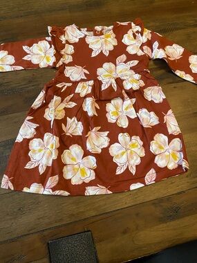 Carter's Rust Floral Ruffle-Shoulder Dress